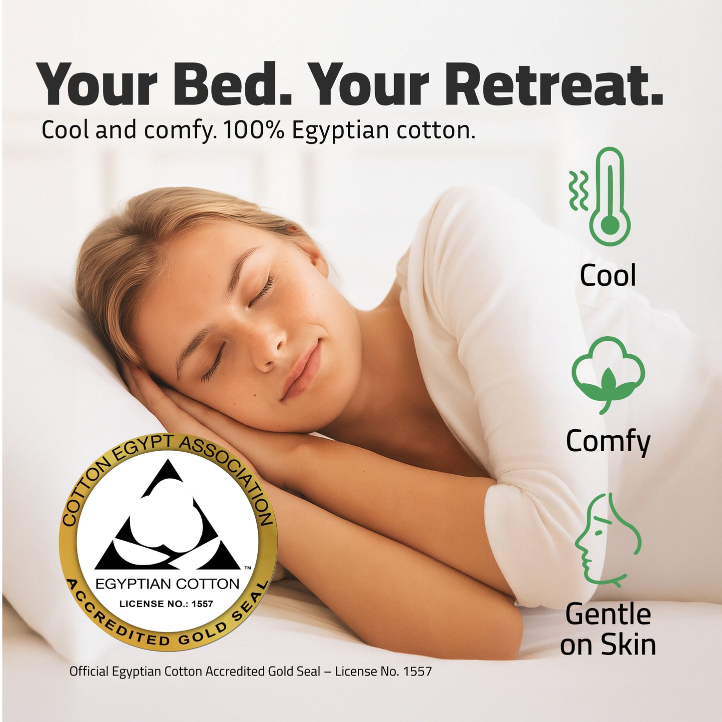 100% Egyptian Cotton Sheets Twin Size - 400 TC White Bed Set - Made in India (3-Piece)