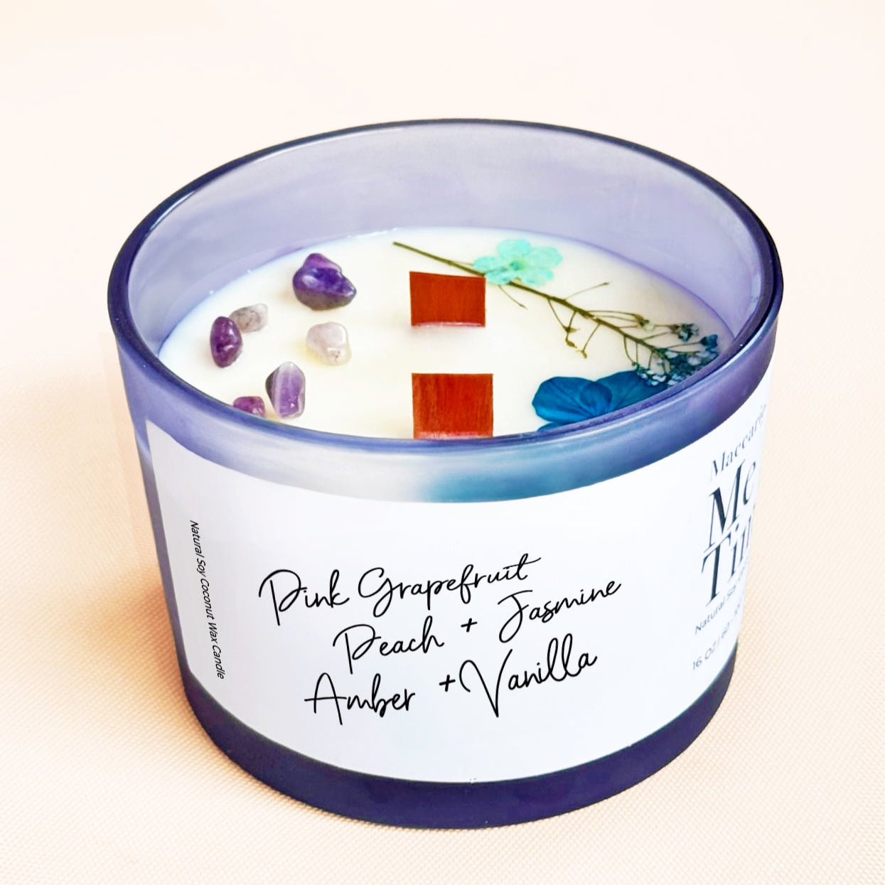 Amber Vanilla Soy Coconut Wax Candle ( Me Time ) – Clean-Burning, Phthalate-Free