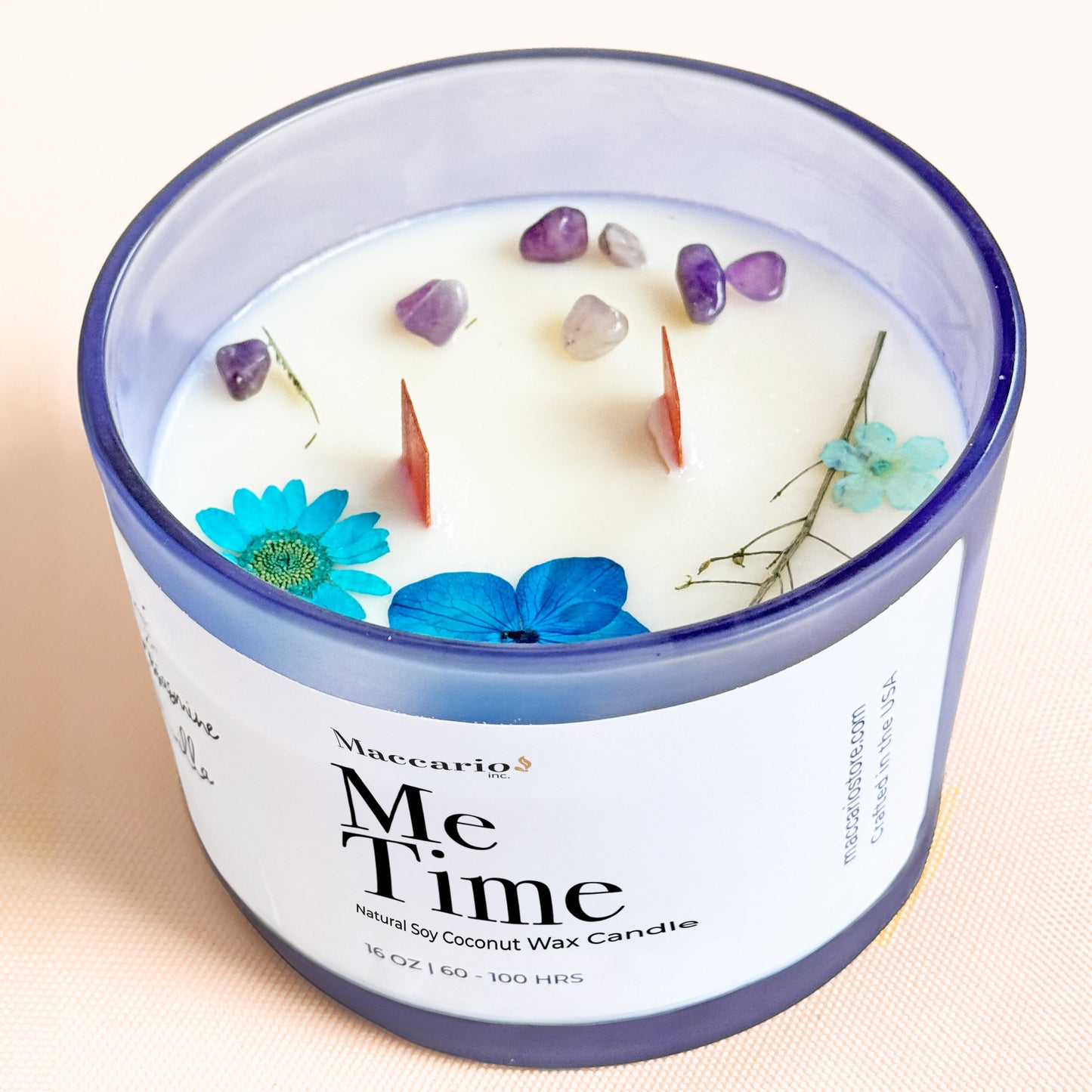 Amber Vanilla Soy Coconut Wax Candle ( Me Time ) – Clean-Burning, Phthalate-Free