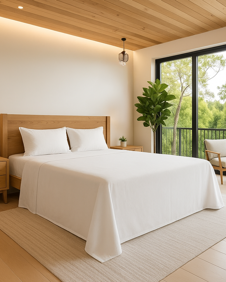 100% Pure Egyptian Cotton Queen Sheet Set - Crispy White Bundle