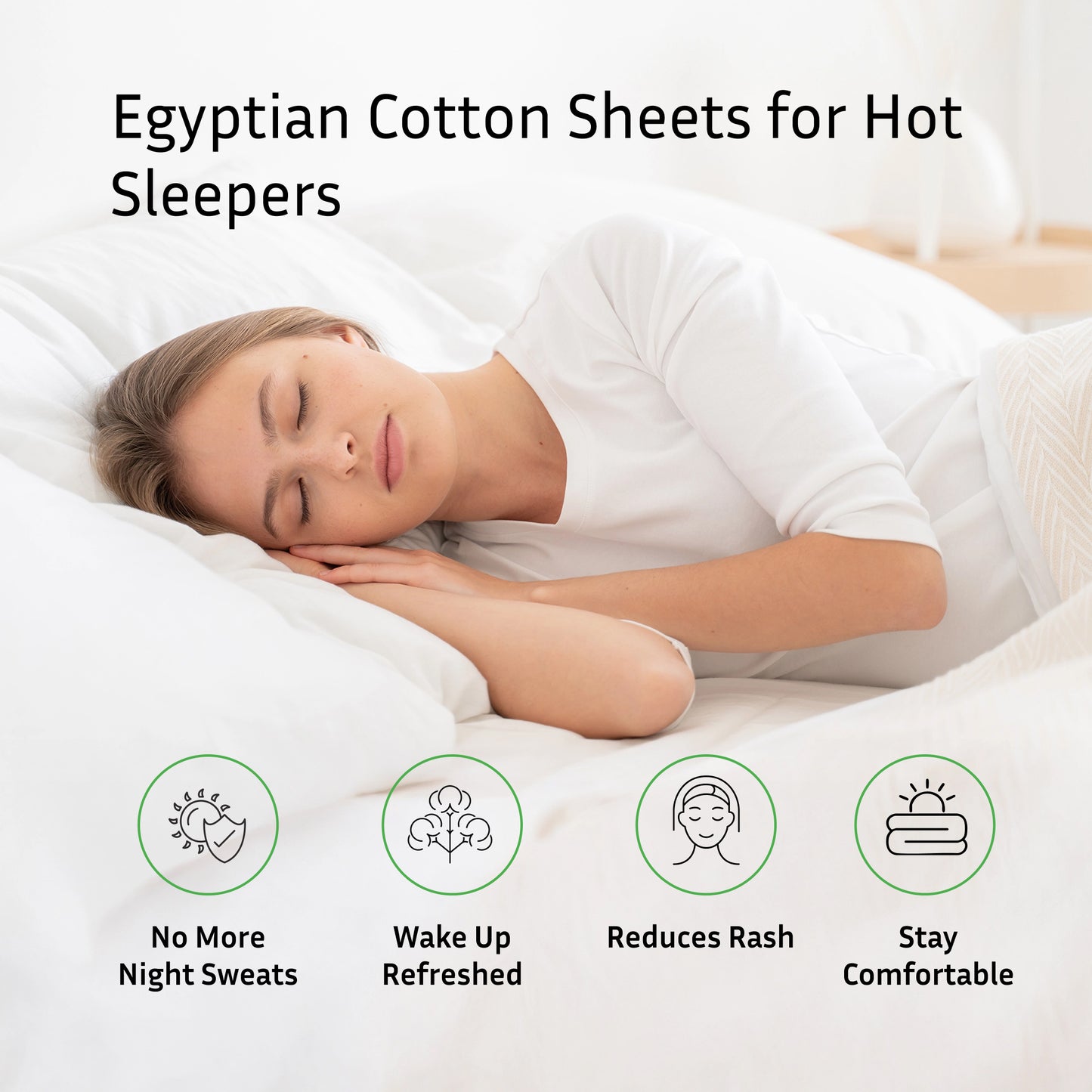 Luxury 100% Egyptian Cotton Queen Sheet Set – Pure White, 400 TC- Made in India
