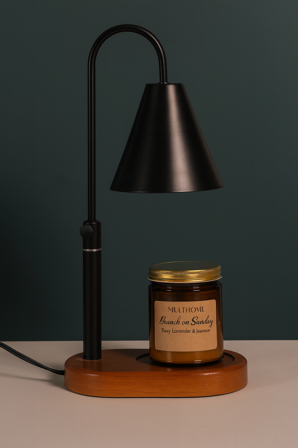 Candle Warmer with a Scented Candle – Amber Glass Jar – Flameless, Smokeless Fragrance Set for Home & Office