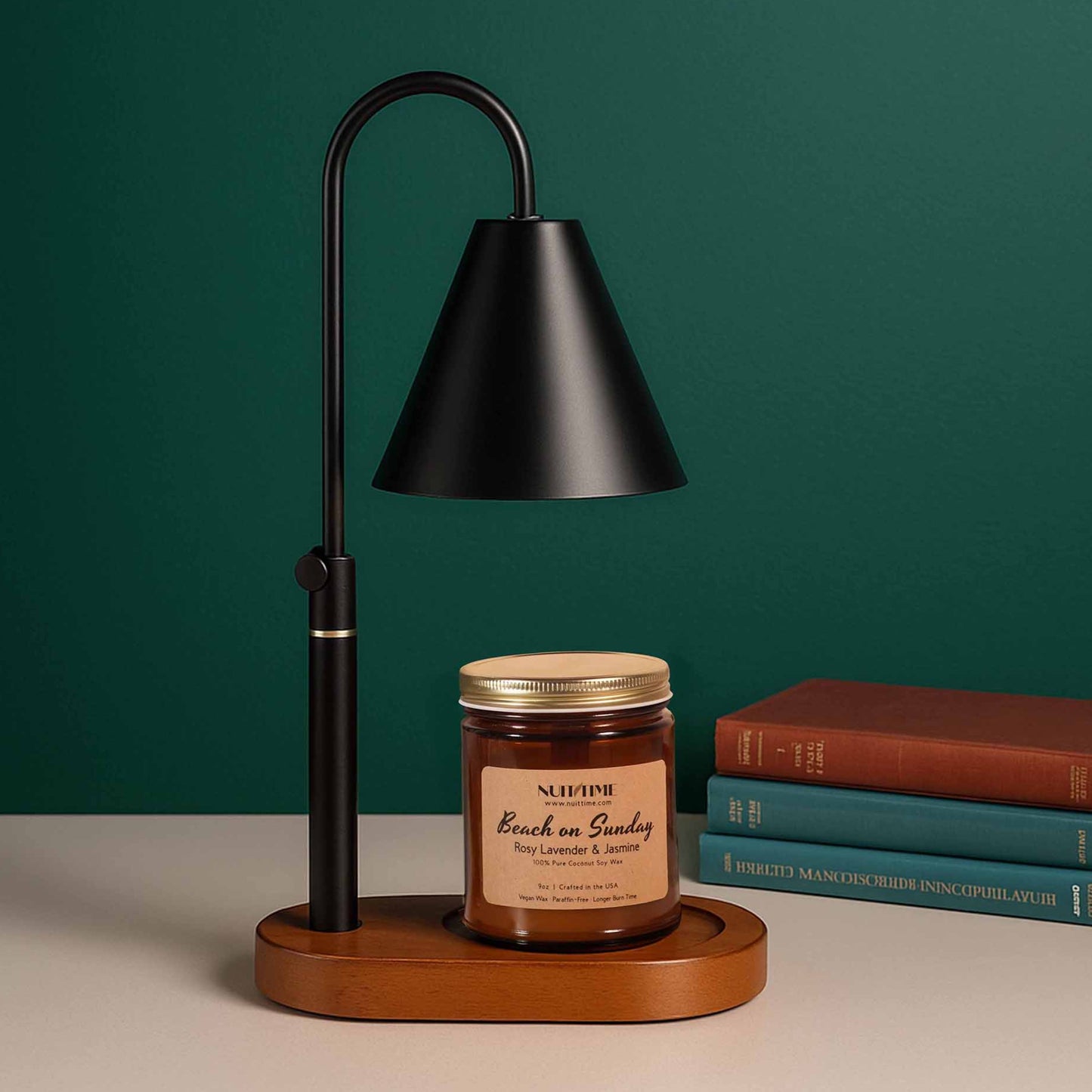 Candle Warmer with a Scented Candle – Amber Glass Jar – Flameless, Smokeless Fragrance Set for Home & Office