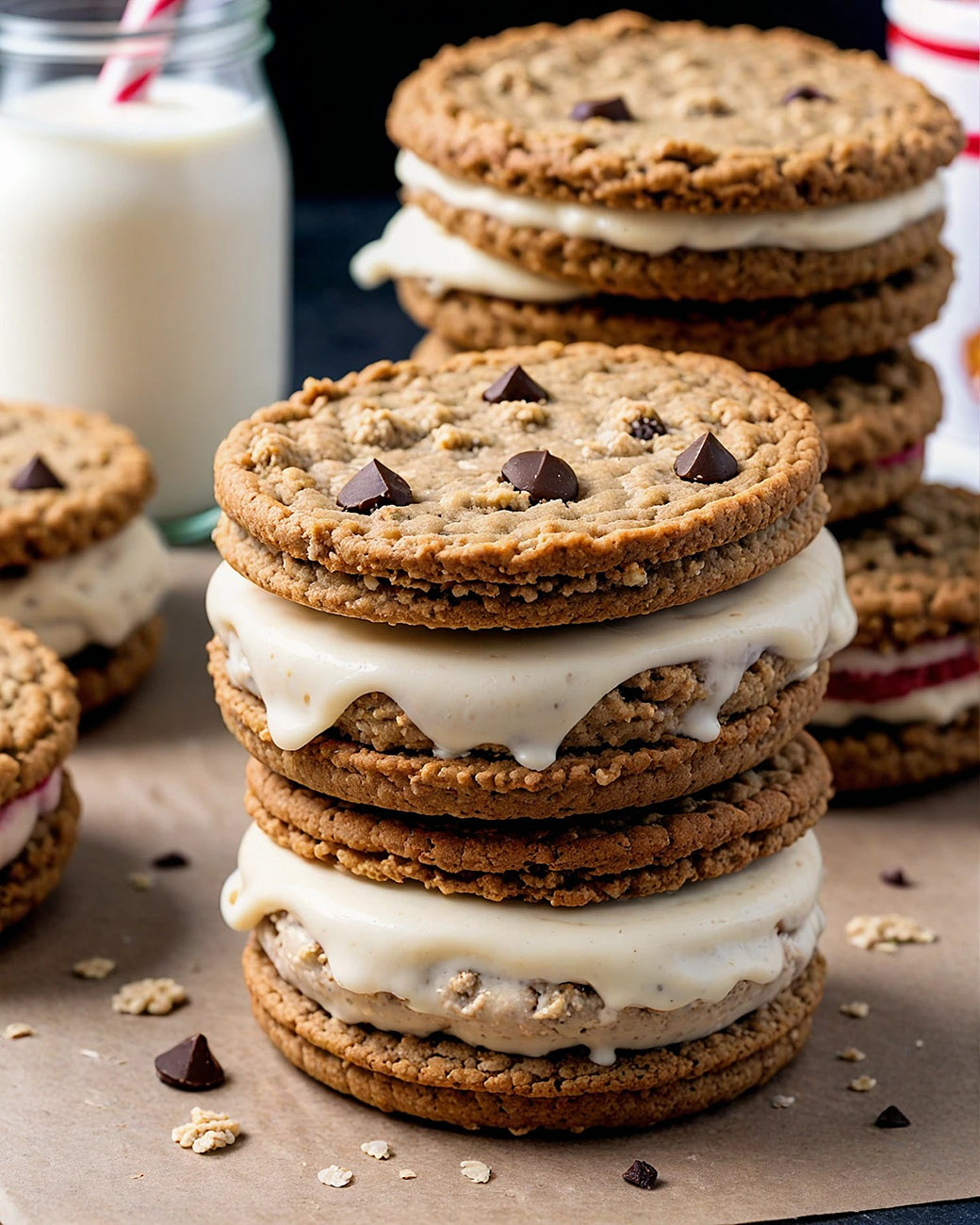 Oatmeal Cookie Ice Cream Sandwiches