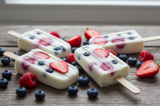 Berry Greek Yogurt Granola Popsicles