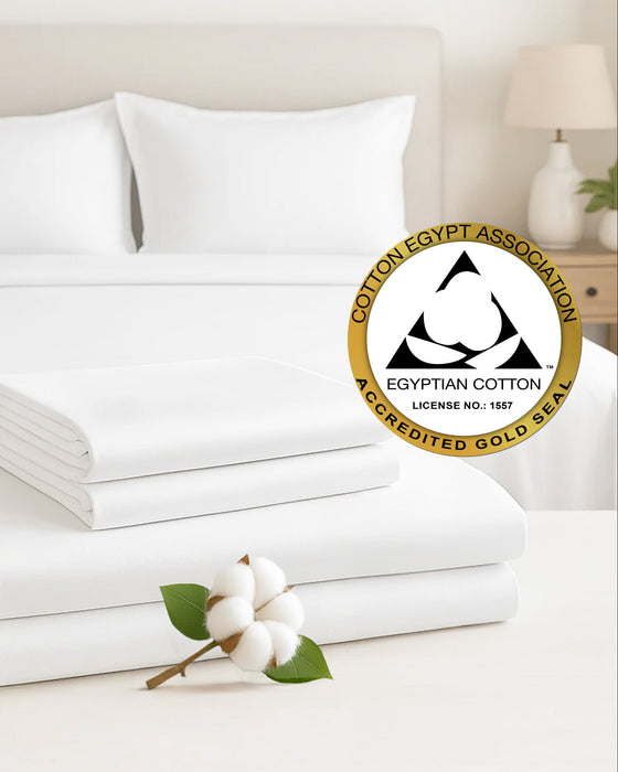 100% Pure Egyptian Cotton Bed Sheet Set — 400TC Crispy White