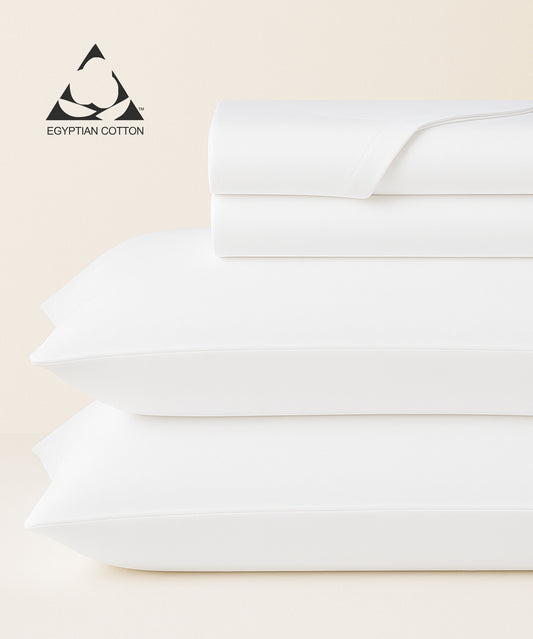 100% Egyptian Cotton White King Sheet Set - 400 TC - Sleep deeper, wake calmer.