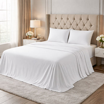 100% Pure Egyptian Cotton Sheet Set — Crispy White Bundle