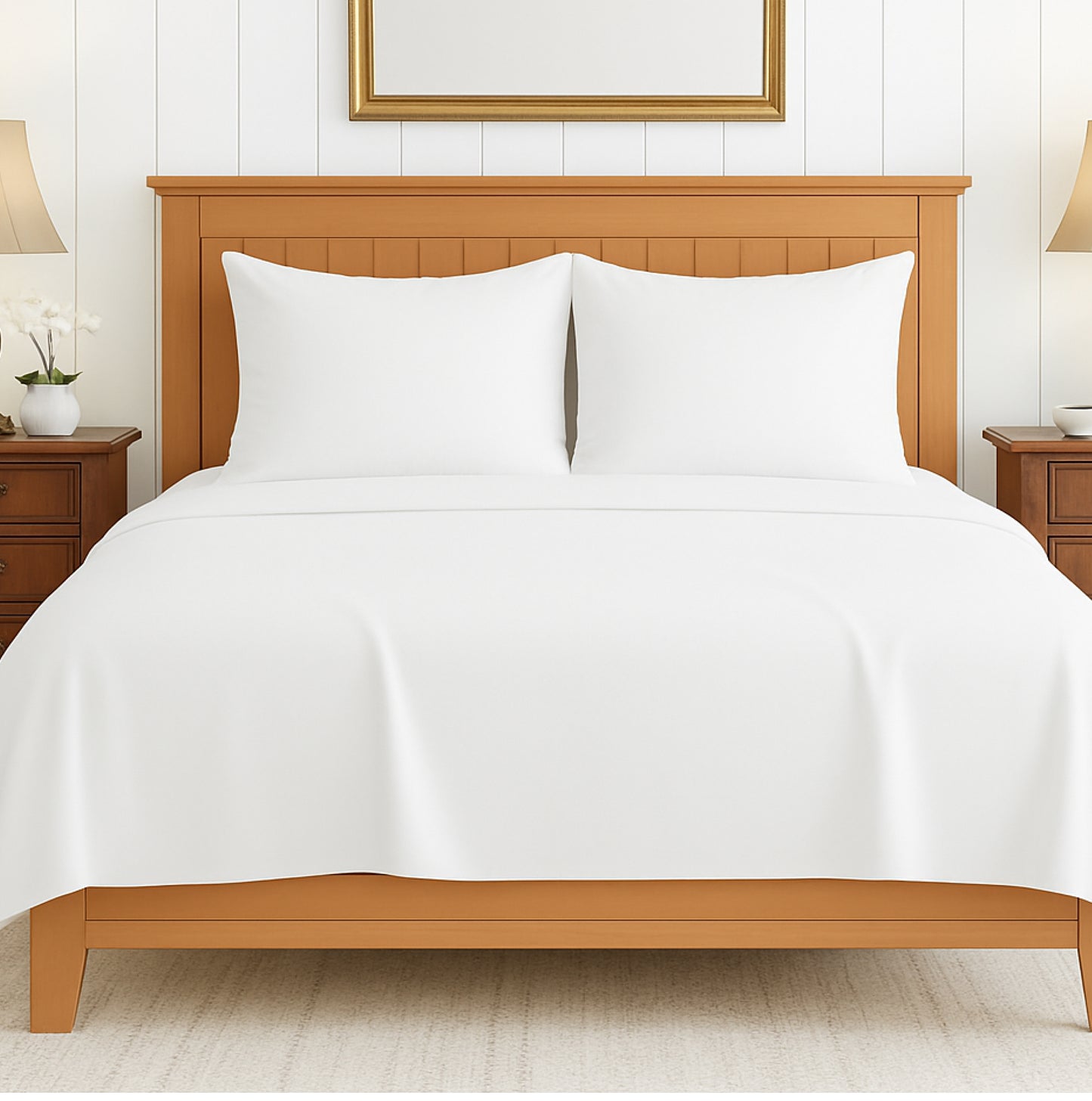 100% Pure Certified Egyptian Cotton Queen Sheet Set – White, 400 Thread Count – Soft, Cooling, Hotel Luxury Bedding