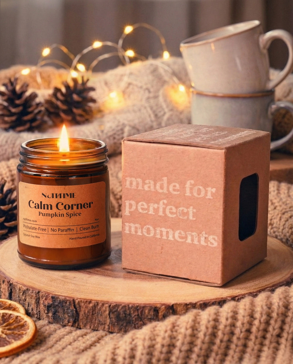 Pumpkin Spice Candle & Wick Trimmer.  Non-Toxic, Phthalate-Free, Clean Burn, Infused with Orange Essential Oil