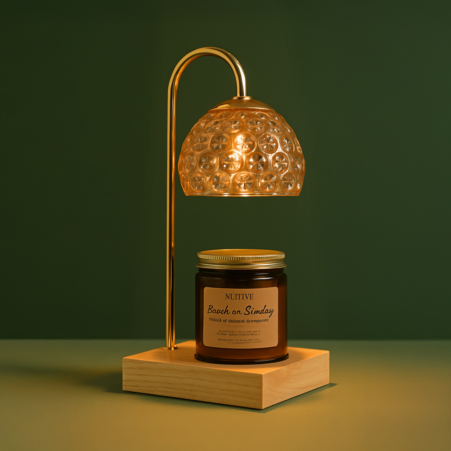 Candle Warmer with Vanilla Scented Candle – Amber Glass Jar – Flameless, Smokeless Fragrance Set for Home & Office