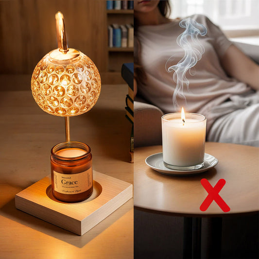 Candle Warmer Set Vanilla Scented Candle – Amber Glass Jar – Flameless, Smokeless Fragrance Set for Home & Office