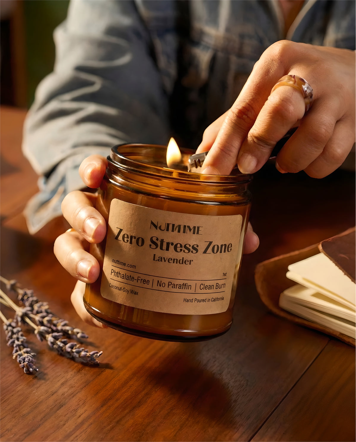 Non-Toxic Coconut Soy Candle 9oz Jar - Clean Burning Scented Candle, 50+ Hour Burn Time