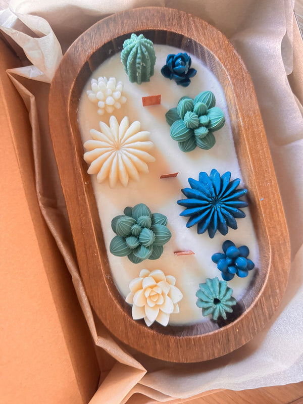 Decorative flower dough bowl candle