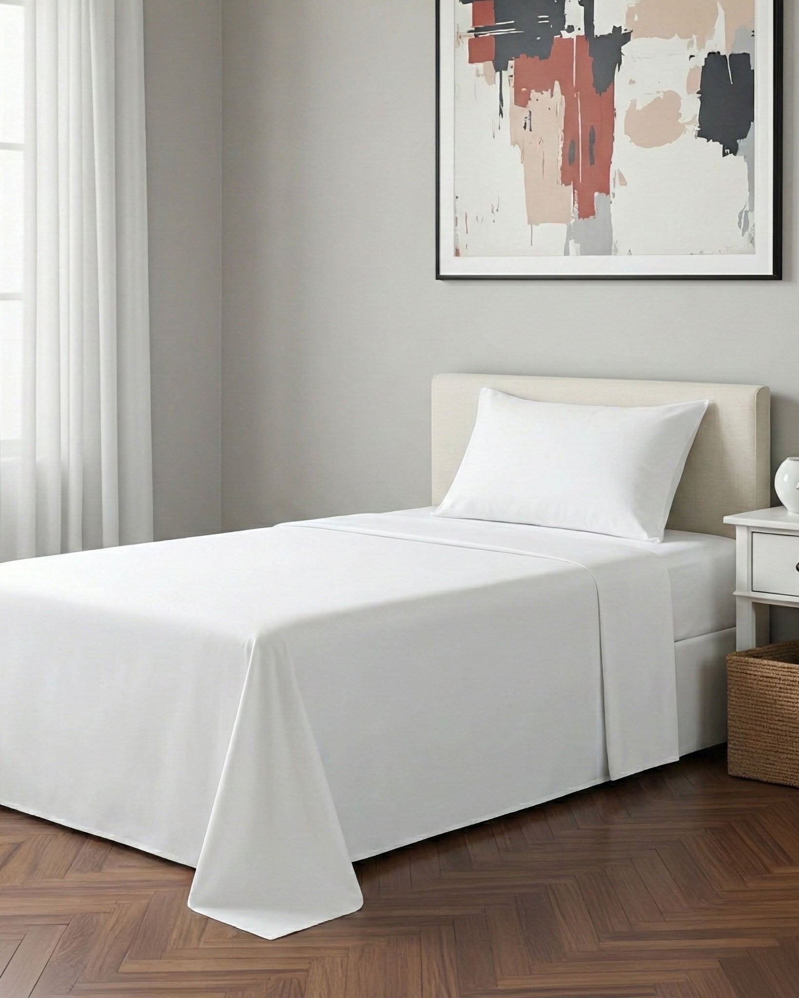 Twin Bed Set: 100% Egyptian Cotton + Lavender Coconut Soy Wax Candle